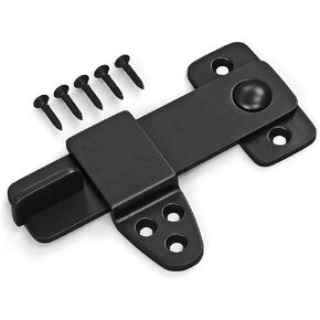 Barn Door Latch - Shed Door Latch - Sliding Barn Door Latches and Catches - Barn Door Lock - Black Wrought Iron Rustic Flip Latch Hardware Kit for Double Doors, Garden Gate, Cabinet, Bar, Pantry