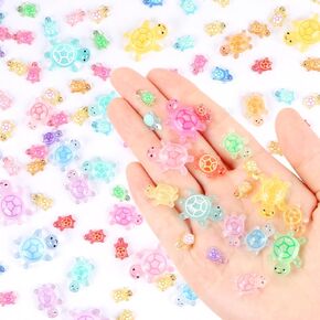 200 pcs مضيئة راتنجات السلاحف شخصيات لحرف 3 أحجام راتنج صغير صغير أشياء مصغرة للدمى جنية حديقة الجيلة الجزئية الديكور الديكور تزيين القبعات العليا