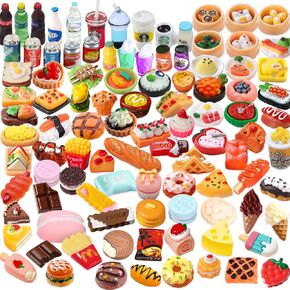 100pcs Mini Toys Miniature Food Dollhouse Accessories Miniature Stuff Mini Food Toys Tiny Miniature Things Play Play Play Kitchen Cooking Set Doll House Food Charms Play House Decor
