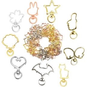 81 pcs spring snap keychain clip ، bosoirsou دوار جراد البحر المشبك المعدني مشبك دوار المفتاح خفيفة مع سلسلة لصنع المجوهر