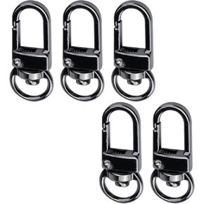 Antrader 0.4 Inches Inside Diameter Swivel Trigger Ring Lobster Clasp Claw Snap Clasp Hook Puppy Buckle for Leather Bag Strap,Gun Black,Pack of 5