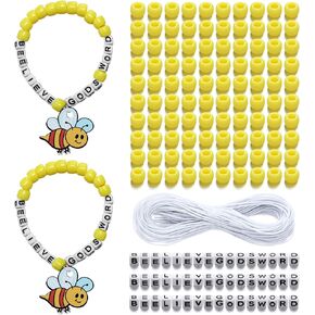 Ferreve 36 Sets Sunday School Bee Crafts Dedical Bee Bracelet Kit Christian DIY Bied Bead Bercelet Bee Bee Honey VBS Sunday School Schools For Party Favors Decor Decor