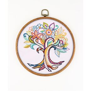 Mandala Tree of Life EM061 - DIY تطريز طقم Prime. مجموعة من المواضيع والإبر والقطعة القماش المختومة وخيوط الإبرة وراشاة التطريز ونمط اللون المطبوع في الداخل.