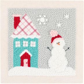 Kimberbell Punch Needle Kit – Snowplace Like Home - DIY Craft Kit with Tool, Monks Cloth, Frame, Buttons & Yarn – Snowman & Cozy House Punch Needle Embroidery Set