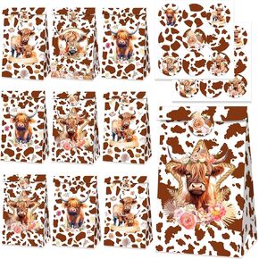 Bach and Boujee 12 PCS Highland Cow Party Treats Boxes Brown Western Party Taff Gift Box Box Boxes Facs for Western Highland Cow Baby Shower