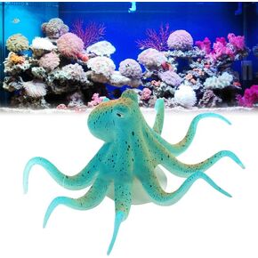 Balacoo Aquarium الأخطبوط العائم مع كوب الشفط ، زخرفة أخطبوط مضان نابض بالحياة لزينة خزان الأسماك (الأزرق)