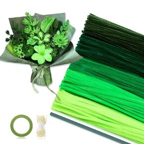 Peryiter 371 Pcs Pipe Cleaners Set 12 Inch Pipe Cleaners Chenille Stems Craft Supplies Bulk for Tulip Bouquet Making, Art DIY Craft Projects Creative Gift Party Decorations (Green)