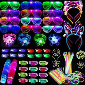 152 PCS Glow in the Dark Party Supplies ، Fight Up Party Favors للأطفال البالغين ، ونظارات LED ، 100 عصي توهج مشرقة ، أضواء الإصبع ، حفل زفاف عيد ميلاد رئيس مجلس النيون الحفلات
