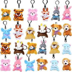 Dinesil 24 PCS Mini Plush Plush ، سلسلة مفاتيح الحيوانات المحشوة مجموعة لأطفال سلة الأطفال ، جائزة الفصول الدراسية ، حشو حقيبة Goodie ، لوازم الحفلات.