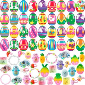 joyin 36 pcs بيض عيد الفصح المملوءة بألعاب متنوعة ، حشو عيد الفصح المملوءة مسبقًا ، حشوات سلة للأطفال ، مطاردة البيض ، تفضل الحفلات ، لوازم جائزة الفصل الدراسي
