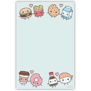 لطيف Kawaii طعام الحب الملاحظات لزجة | Food Phulor Notebook card note card for novelty lover gift | 50 صفحة 4x6
