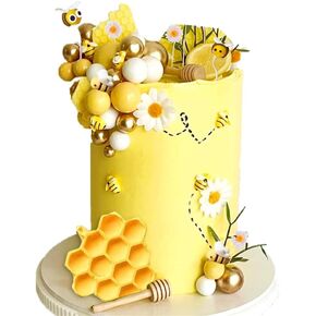 JeVenis Bee Cake Decorations Honey Comb Decorations Bee Cupcake Toppers Abejitas Para Decoracion Daisy Flower Cake Topper for Baby Shower Birthday Bridal Shower in Kuwait