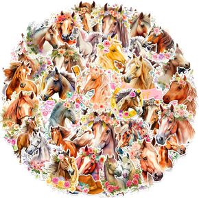 100 PCS Horse Cowgirl Stickers ، Horse Party Favors Forms Supplies Horse Stuff Pink Cowgirl Birthday Party Decorations Supplies Finyl Proof Processions for Water Water Bottles Paper Phone
