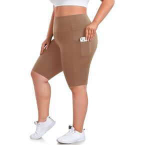 we fleece Plus Size Biker Shorts with Pockets for Women - High Waisted Spandex Athletic Bike Shorts for Yoga Workout