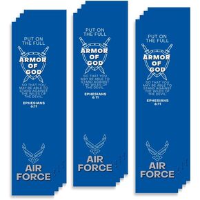 Christian Military Bookmark Packs U.S. Air Force with Bible Verse Ephesians 6:11 | Put on The Full Armor of God (Pack of 12)