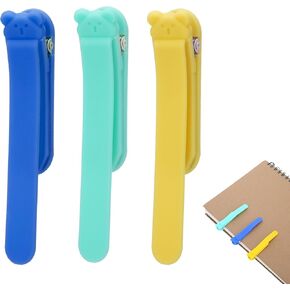 3 Pcs Silicone Automatic Smart Bookmark,Book Marks for Reading Kids,Men,Women,Book Buddies,Book Lovers,Unique Elastic Bookmarks,Book Accessories for Stay in Place(Cyan,Blue,Yellow)