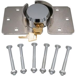 Mytee Products 4 Pack 73mm Hidden Shackle Padlock & Hasp with Keyed Alike 2 Keys - Heavy Duty Solid Steel Hockey Puck Lock Chrome Coating for Enclosed Trailer, Vans, Gates & General Security