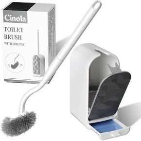 Toilet Brush and Holder Set, Wall Mounted Toilet Bowl Brush with Hideaway Caddy, Toilet Cleaner Brush Built-in Drip Tray, Toilet Scrubber Brush Bathroom Decor, Elegant RV Bathroom Accessories