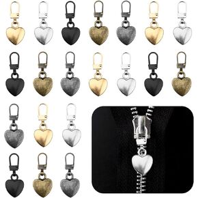 Bekecidi 20 PCS Zipper Pull Plug ، ship zip القابلة للفصل يسحب سحاب المعادن سحاب الإصلاح السحرة السوطة السوطة السوستة سحب مجموعة شريط التمرير للمعطف ، السترة ، حقيبة الظهر ، حقائب اليد (القلب)