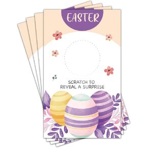 Haizct 50 Pack Easter Scratch Off Game لأحداث الحفلات البالغة ، بطاقة لعبة عيد الفصح ، بطاقات عيد الفصح ، لعبة عيد الفصح ، التجمعات العائلية ، أحداث الأعمال ، مجموعات الأطفال (EASTR)