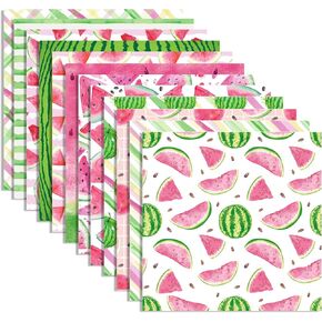 24 Sheets Pink Watermelon Pattern Paper 12" x 12" Watermelon Scrapbook Paper Pad Double-Sided Summer Fruit Patterned Decorative Craft Papers Summer Theme Scrapbooking Supplies Papers for Card Making