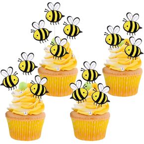 30PCS BEE CAKE TOPPERS DOUBLE LAYER BEE CAK CAKE TOPPERS BUMME BEE CUPCAKE LITE LITE CAKE CAK