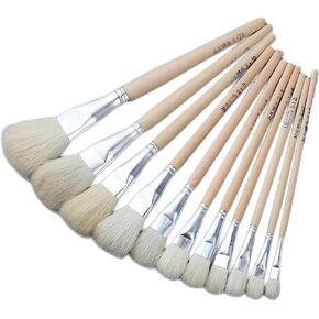 Homesogood 11pcs Pottery Artery Wool Brush مجموعة لصقي السيراميك/تلوين ألوان مائية طلاء DIY Paint Pen - الجودة الفنية (Silver)