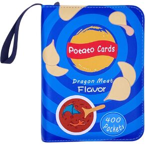 Trading Card Binder Album, 400 Pockets, 50 Removable Sleeves, 3-Ring Zipper, 4-Pocket Pages (Blue 400)