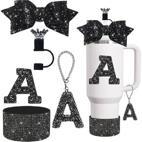 Water Bottle Accessories Set for Stanley Cup,Accessories Charms for Stanley Cup Including,Decorations for Tumbler Cup 30/40OZ,Glitter Silicone Boot with Bow Straw Cover