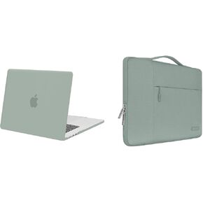 MOSISO Compatible with MacBook Air 15 inch Case 2023 2024 Release A2941 M2 Chip with Liquid Retina Display & Touch ID, Plastic Hard Shell Case Cover&Multifunctional Briefcase Sleeve Bag, Antique Green