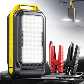 AUXITO Jump Starter, 5000A Car Battery Jump Starter, Up to 8.5L Gas and 8.0L Diesel Engines with 2000LM LED Work Panel Light, 12V Safe Jump Box with Camping Light, Power Bank and Jumper Cable
