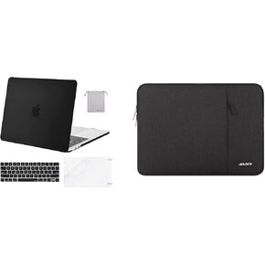 MOSISO Plastic Hard Shell Case & Water Repellent Vertical Sleeve Bag Compatible with MacBook Pro 13 inch 2020 2019 2018 2017 2016 Release A2338 M1 A2289 A2251 A2159 A1989 A1706 A1708, Black