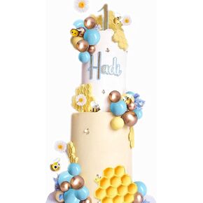 Jevenis Bee Cake Decorations عسل مشطك الزخارف نحل Cupcake Topcake Abejitas Para Decoracion Daisy Flower Cake Topper for Baby Shower Bridal Dather