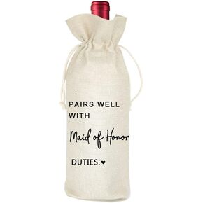 Socive Maid of Honor Proposal Wine Bag Gift for Bransmaid ، حقيبة نبيذ الزفاف ، دش الزفاف ، المشاركة ، لحفل البكالوريوس ، الأزواج جيدًا مع خادمة الشرف