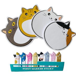 8 Pads Cute Cat Sticky Notes Cartoon Cat Animal Self-Stick Note Pads Memo Notes Stationery for Office School