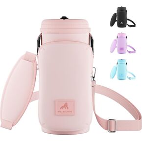 Water Bottle Holder with Strap, Fits 32/40 oz Bottle, Adjustable Shoulder Strap with Phone Pocket, Neoprene Sleeve, Water Bottle Carrier Bag for Hiking, Travelling and Camping