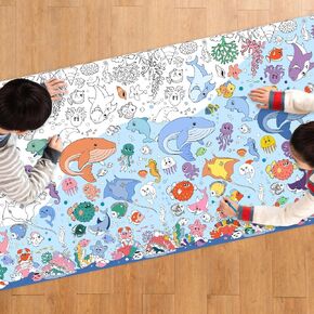 2 أجهزة كمبيوتر تحت الملصقات العملاقة للبحر للأطفال الأطفال SEA SEA Animal Jumbo Paper Coloring Tableroth Sea تحت عنوان ألعاب المحيطات تحت ديكورات حفل البحر 72 × 30 بوصة