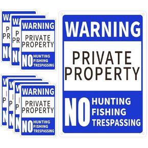 8 Pcs No Trespassing Signs 10x7" Metal Private Property No Hunting Signs Reflective Aluminum Weatherproof Posted Signs Warning No Hunting Fishing Trespassing Signs for Indoor Outdoor Use (Orange)