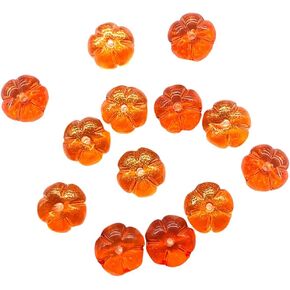 100 Pcs Mini Pumpkin Beads Glass Lantern Flower Beads Thanksgiving Halloween Beads Fall Decoration Beads Table Scatters Jewelry Making Accessories 8 x 10mm