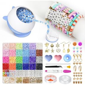 Gionlion Bead Spinner & 6000 Pcs 24 Colors Clay Beads Make Make For Girls ، Electric Bead Spinner مع اثنين