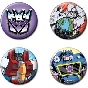 مجموعة محولات Ata -Boy مجموعة من أربعة أزرار 1.25 "قابلة للتحصيل - Decepticon ، Megatron ، Wave ، Star Scream