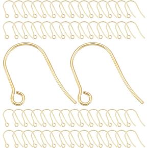 UniCraftale 200pcs قرط السنانير الحقيقية 18K الذهب مطلي بالفولاذ المقاوم للصدأ السنانير سلك الأذن السمك المعد