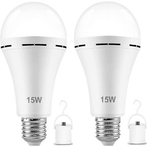 4Pack Rechargeable Emergency 15W LED Light Bulb,Battery LED Bulbs Light 150W Equivalent for Power Outage Camping Outdoor Activity Hurricane 6000K E26 Base Emergency Lighting Bulb