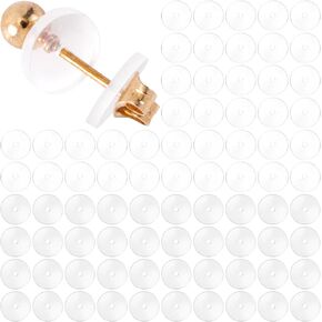 Joez Wonderful 80 Pcs Silicone Earring Backs Stopper for Piercings, 7mm No Pull Piercing Disc, Earlobe Support Patches Piercing Bump, Stabilizer Pads for Healing (40pcs Milky White+40pcs Clear)