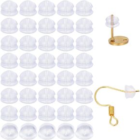 1 مربع 200pcs مستديرة القرط الخلفي السيليكون سدادات واضحة الغلاف الكامل السلامة الصغيرة الناعمة الناعمة حلق الصواريخ الصواف