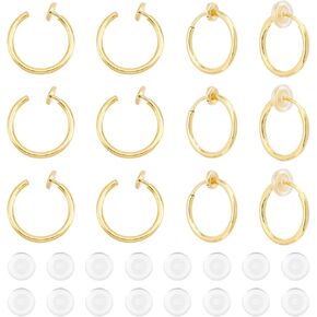 UniCraftale 20pcs مقطع ذهبي على حلق 304 مقاطع من الفولاذ المقاوم للصدأ القابلة للسحب على أقراط للنساء مقطع طوق معدني على الأقراط مع وسادات السيليكون للأقراط غير مثقوبة صنع المجوهرات DIY