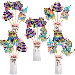 12pcs نيون قوس قزح ليوبارد عيد ميلاد مركزية عصي الفهد عيد ميلاد ديكورات الفهد الفهد لوازم حفلة عيد ميلاد لحيوانات سفاري ديكورات استحمام الطفل