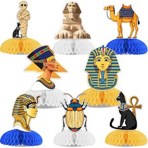 زخارف الحفلات المصرية ، 8pcs مصر قرص العسل المركزية ، هرم مومياء مومياء فرعون زخارف طاولة ، مصر القديمة تحت عنوان عيد ميلاد استحمام الطفل اللوازم