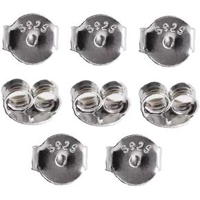 Hession 4 PCS 925 Silver Carring Backs Redies 18K White Gold Plated Corking Locking