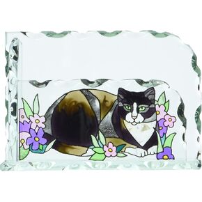 حامل بطاقة أعمال Tiffany Cat Art Glass